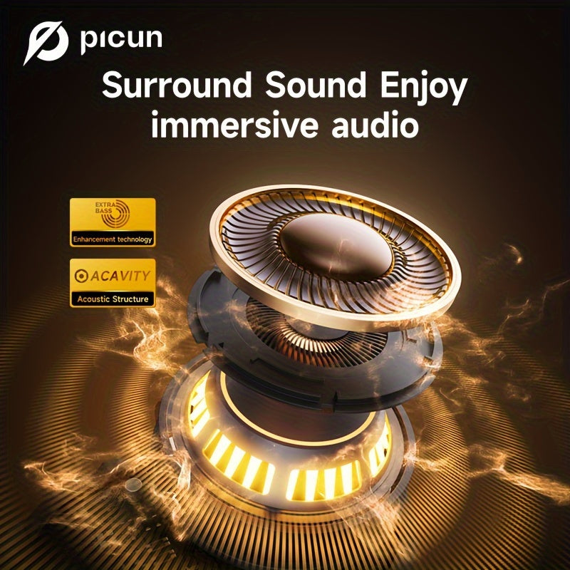 Picun H1 Ultra-Lightweight Wireless Earbuds - True Open Ear Design for Unmatched Comfort - HD Sound with CVC Noise Cancellation - LED Power Display & Touch Control - Perfect for Running, Cycling, and Workouts