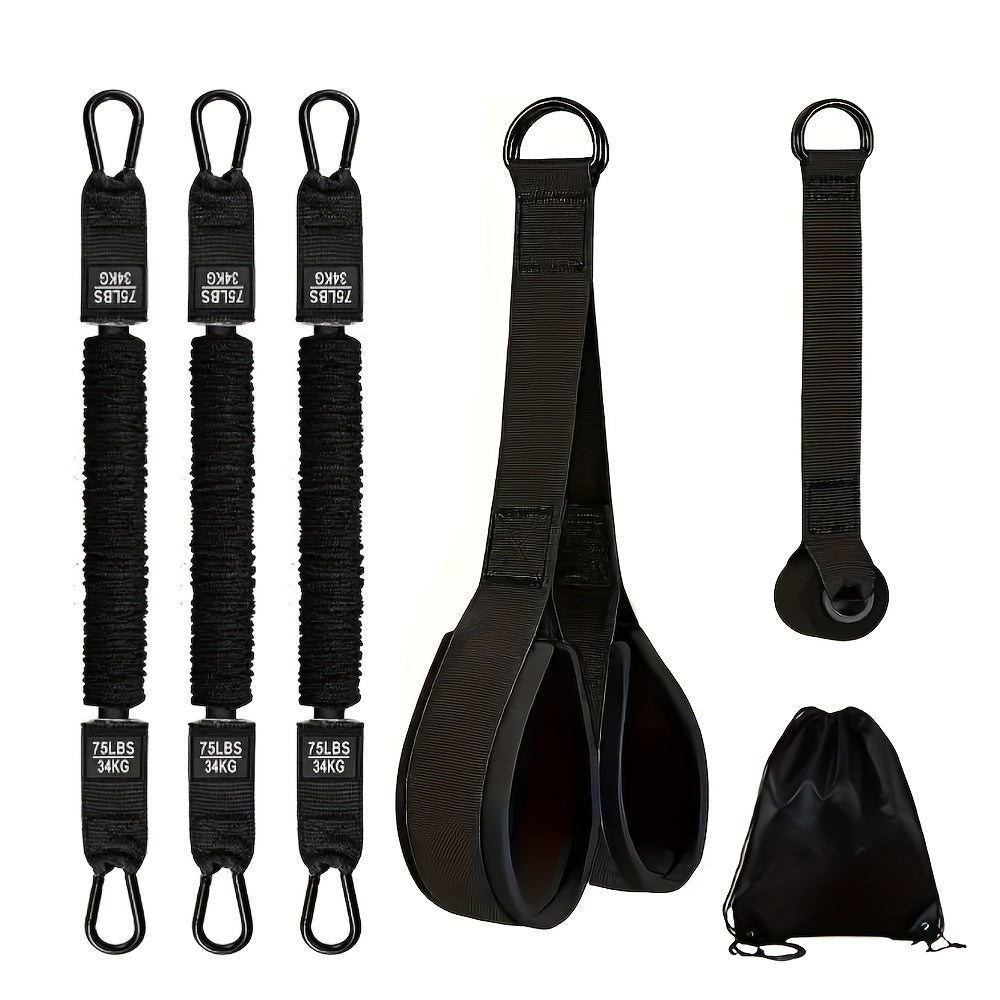 Heavy-Duty Latex Resistance Bands Set, 75-225lbs Adjustable Resistance with Handle & Door Anchor, Stackable Tricep Workout Equipment for Deltoid Push, Face Pull, Bicep Curls - Home Gym Resistance Bands, Ideal for Sports Lover