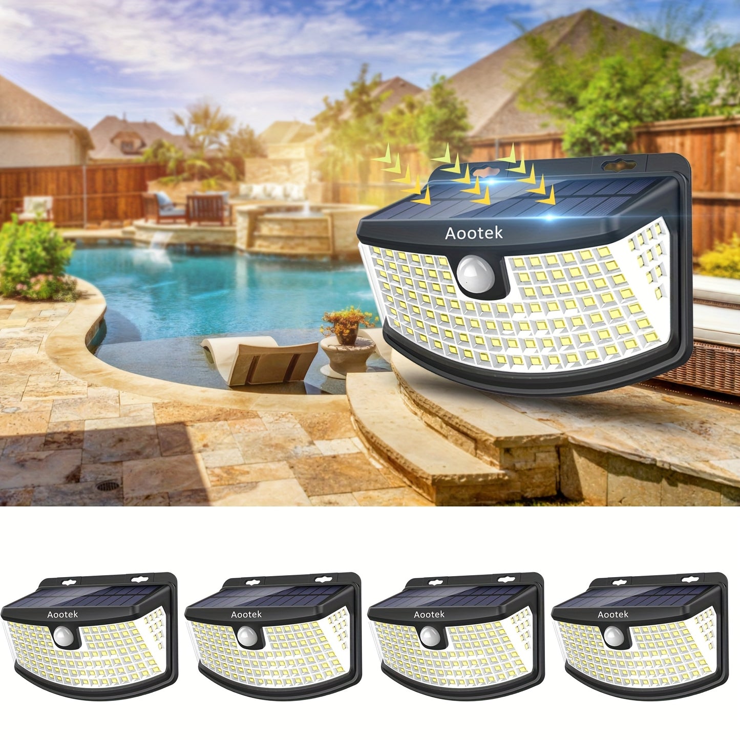 8pcs Solar Outdoor Motion Sensor Lights 120 LEDs with Reflector, 270° Wide Angle IP65 Waterproof Step Lights, Automatic On/Off Durable Construction, for Front Door, Yard, Garage, Deck, Business Properties, Hotel Exterior, Ha