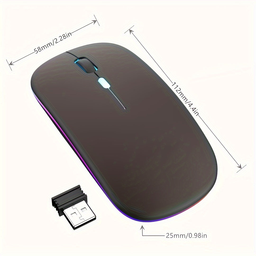 Wireless, Glowing, Dual-mode Mouse, Ultra-thin Silent Portable USB Optical 2.4G/5.0 Wireless Dual-mode, Mobile Optical Wireless Mouse With USB Receiver, Portable Computer Mouse