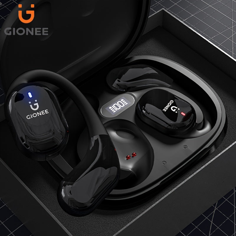 8H Playtime Gionee JL001 Wireless Earbuds - Hi-Fi Sound, Noise Cancellation, 90° Suspension Positioning Earhook, Touch Control with Siri, Detachable Design, Rechargeable Lithium Polymer Battery, and Portable Charging Case