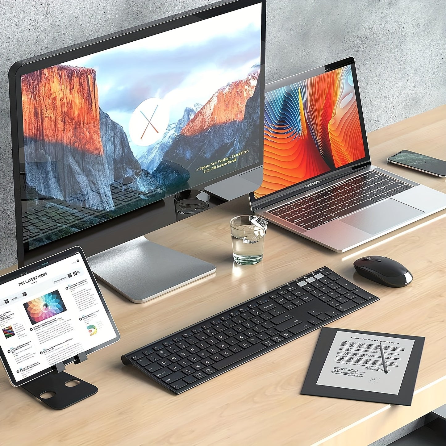 Wireless Keyboard And Mouse Combo, Multi-Device Rechargeable Keyboard And Mouse Set, Ultra-Slim Dual-Mode (BT 4.0 + USB) Keyboard And Mouse For Windows/ Mac OS/ IOS/ Android