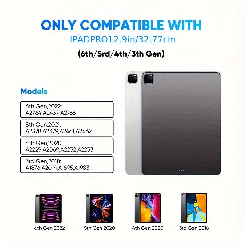 12.9" Case With Keyboard For IPad Pro (iPad Not Included) Keyboard With Trackpad 7 Color Backlit, Detachable Wireless Keyboard Compatible For IPad Pro 12.9 6th Generation 2023, 5th Gen, 4th Gen, 3rd Gen, Black