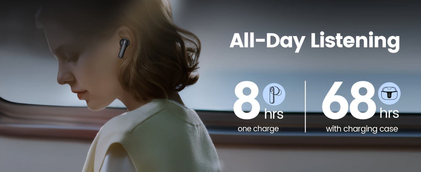 Wireless Earbuds HiFi Stereo, Wireless Earphones with ENC Noise Cancelling Mic, Touch Control, in Ear Wireless Headphones