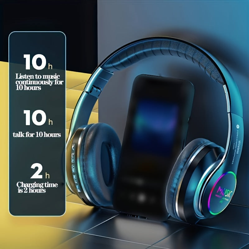 [ Upgraded] Wireless Headphones, Wireless earbuds with Deep Bass, Lightweight Foldable Headphones, for Travel Work Laptop PC Cellphone. Gaming Headset for Wireless, Christmas Present.