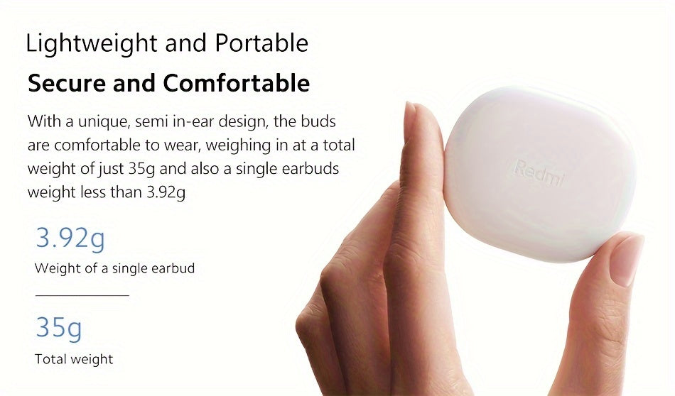 Xiaomi Redmi Buds 4 Lite - Wireless Earbuds with Black and White Color Options, Compact Design, Long Battery Life, and Crystal-Clear Sound Quality