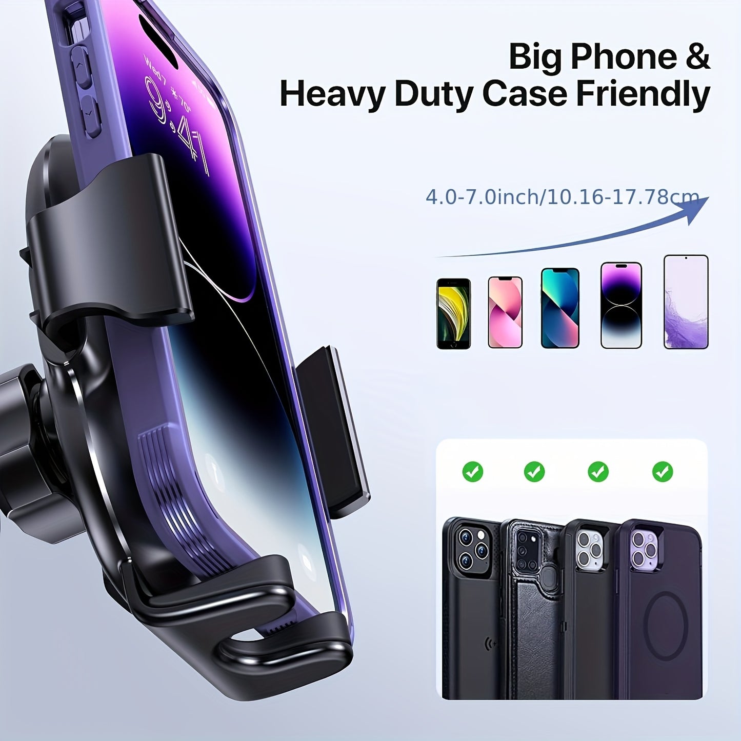 [3-in-1 Phone Holder] 3-in-1 Car Phone Holder Mount, Universal Cell Phone Holders for Your Car Dashboard Air Vent, Adjustable Car Phone Holders Fit for All Phones, By Miracase