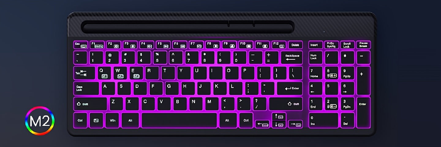 Wireless Keyboard and Mouse Combo - 15 Backlit Effects, Rechargeable, Silent, 2.4G, Type C Adapter, Phone/Tablet Holder - Perfect for PC, Laptop, MacBook, and More
