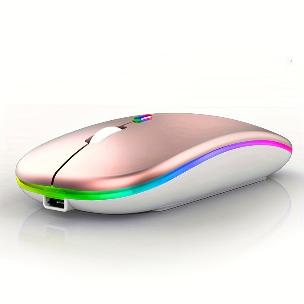 BalanceFit Rechargeable Wireless LED Mouse - Dual-Mode Wireless 5.2 & USB, Silent, Portable, Optical, Ambidextrous Design for Laptops/Desktops/Tablets, Windows 10 Compatible, Wireless Mouse for Laptop