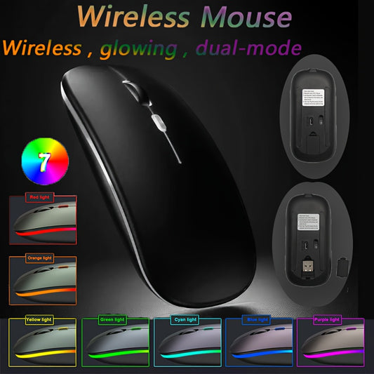 Wireless, Glowing, Dual-mode Mouse, Ultra-thin Silent Portable USB Optical 2.4G/5.0 Wireless Dual-mode, Mobile Optical Wireless Mouse With USB Receiver, Portable Computer Mouse