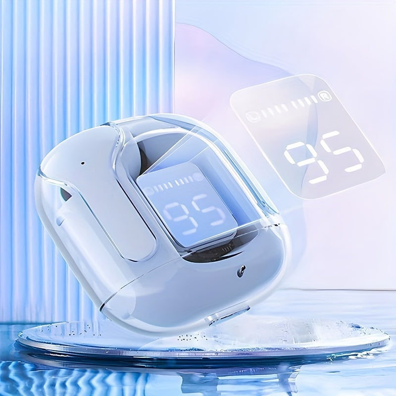 Wireless Earbuds with LED Digital Display and USB-C Charging Case, Touch Control In-Ear Headphones with Noise Cancelling Voice Call, Low Latency, Easy Pairing, Open-Back Earcups, Non-Waterproof Plastic Build, Compatible with