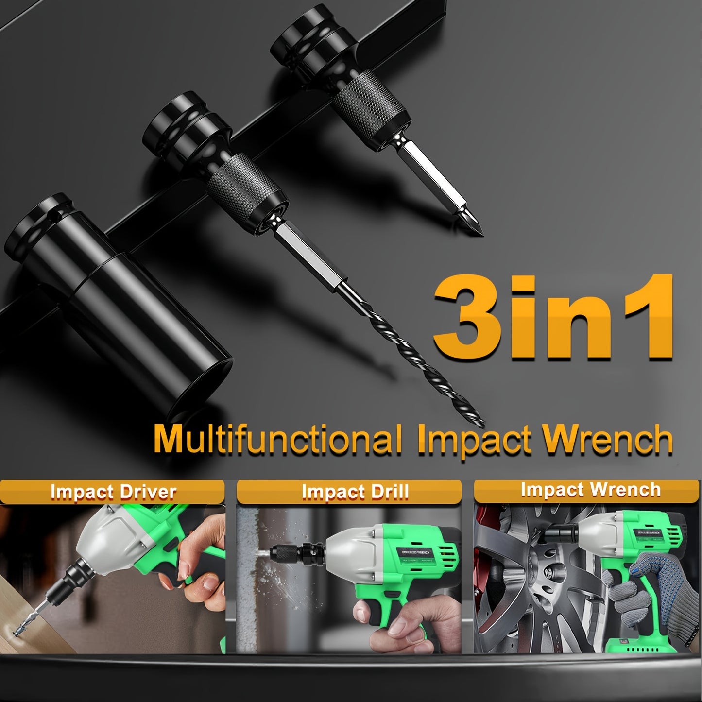 Tegatok Cordless Impact Wrench | 430N.m Brushless Motor | 2400 RPM | 4000mAh Li-ion Battery | Fast Charger | Multi-Size Sockets & Accessories | Reversible Auto-Stop | Ergonomic Design | Ideal for Home & Car Use