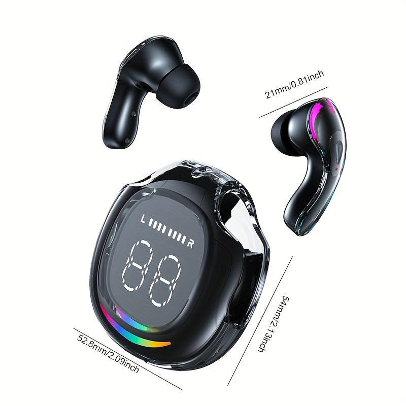 Wireless 5.4 Wireless Earbuds Built-in Ambient Lighting Sports Gaming Headset Bass Touch Control Headset Digital Display