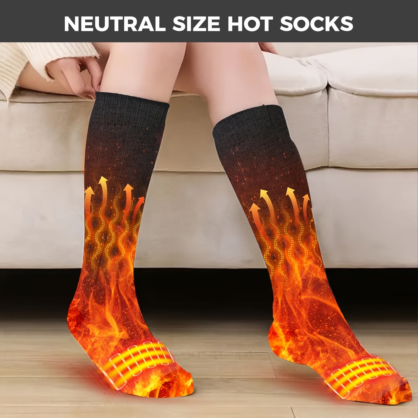 Men'S Women'S Heating Socks, Electric Heating Socks with Two 5000 Mah Power Banks, Winter Ski Heating Socks, Suitable for Winter Outdoor, Skiing, Hiking, Hand Washable, Valentine'S Day Gifts, Christmas Gifts, New Year'S Gifts