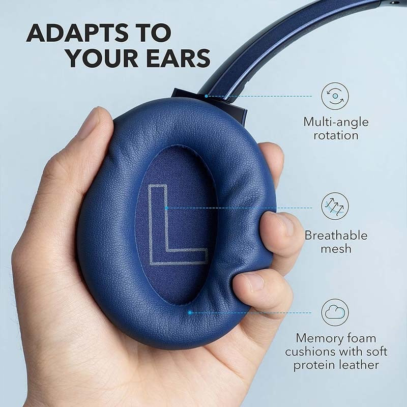 Refurbished- Soundcore by Anker Life Q20 Hybrid Active Noise Cancelling Headphones, Wireless Over-Ear Bluetooth Headphones with 40H Playtime, Hi-Res Audio, Deep Bass, Memory Foam Ear Cups and Headband