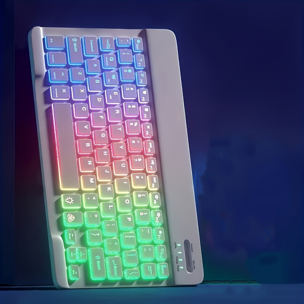 ELFO LARANJA Rainbow RGB Wireless Keyboard - Ergonomic, Rechargeable Wireless Keyboard for Tablets & Smartphones, Compatible with iOS 13+, for Android, Windows