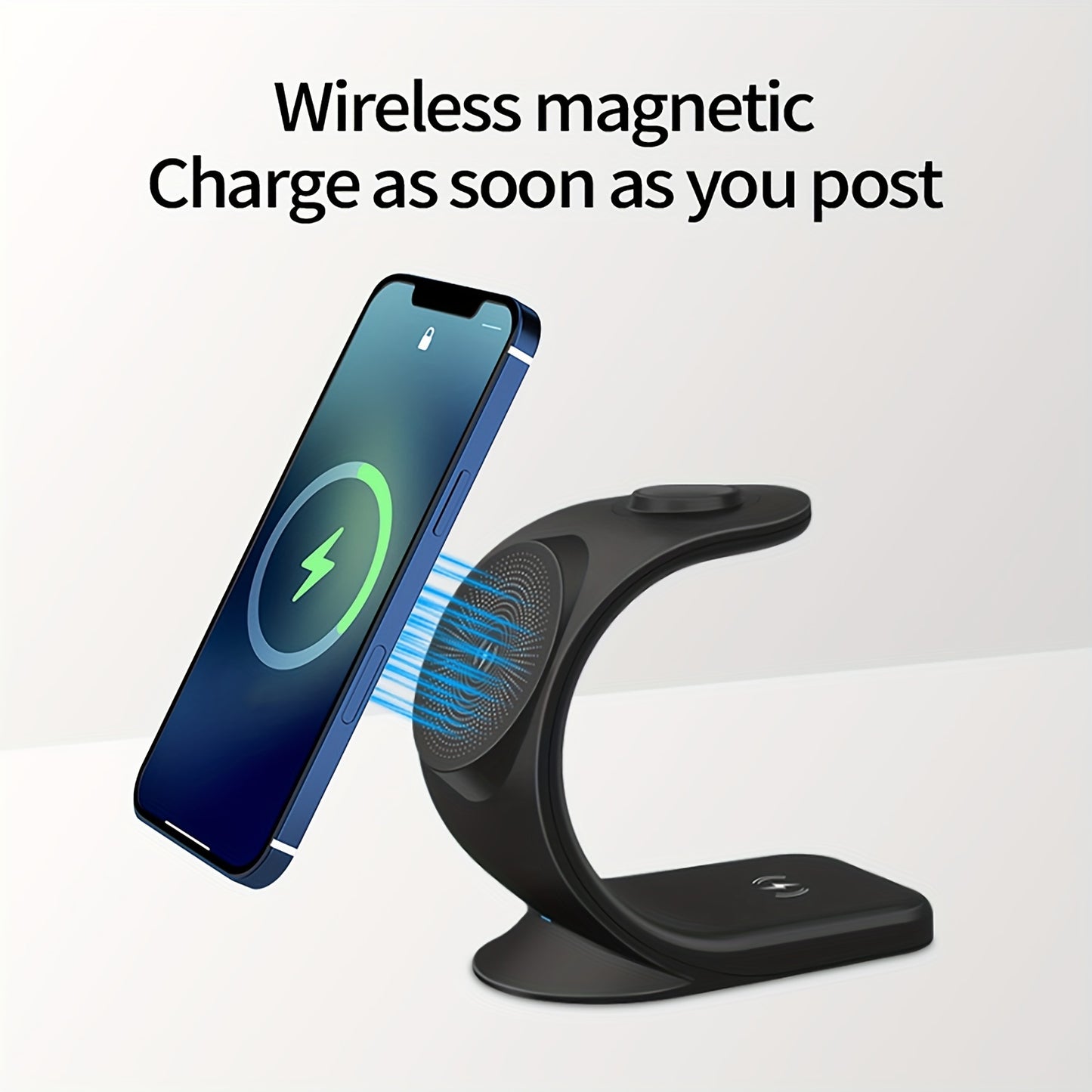 Triple Mode Magnetic Wireless Charger Stand - Wireless Chargers - 3-in-1 Fast Charging Solution for iPhone 16, 15, 14, 13, 12 Pro Max/Pro/Mini/Plus, iWatch SE/8/7/6/5/4/3/2, and AirPods with Compact Design and Safe Charging