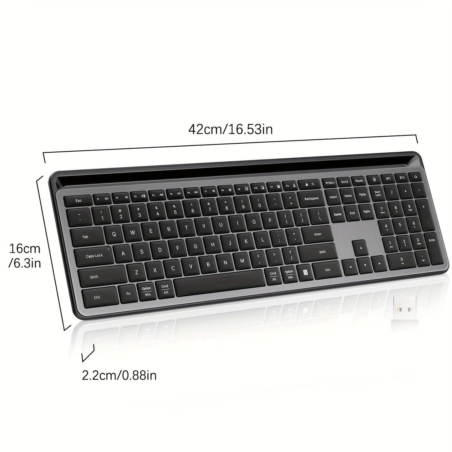 Wireless Keyboard, Multi-Device 2.4G/Wireless Keyboard Ultra-Slim Full Size Computer Keyboard With Numeric Pad, Pad Keyboard With Tablet Holder, Quiet USB Keyboard For iPad, iPhone, Laptop, PC, Mac, Black