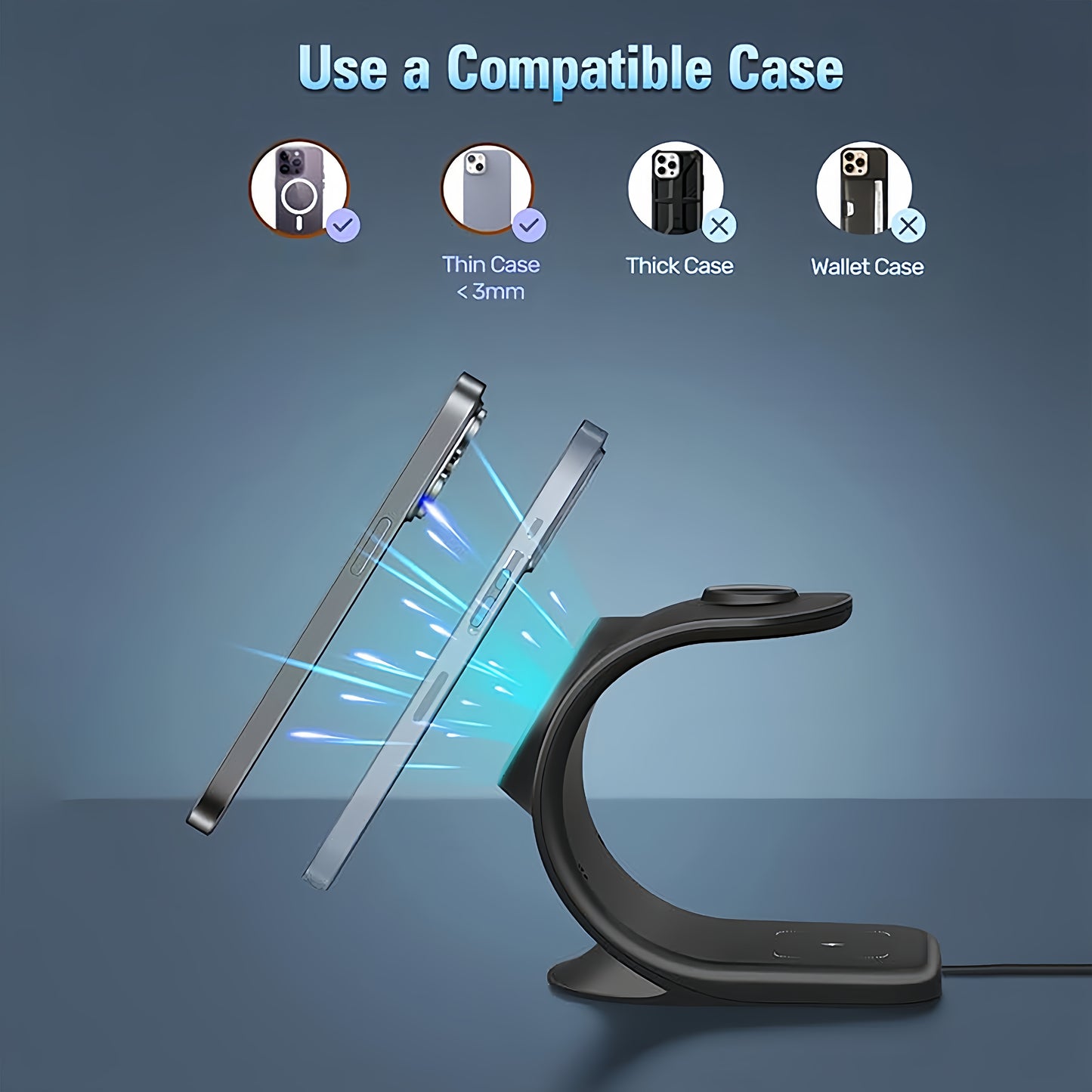 Triple Mode Magnetic Wireless Charger Stand - Wireless Chargers - 3-in-1 Fast Charging Solution for iPhone 16, 15, 14, 13, 12 Pro Max/Pro/Mini/Plus, iWatch SE/8/7/6/5/4/3/2, and AirPods with Compact Design and Safe Charging