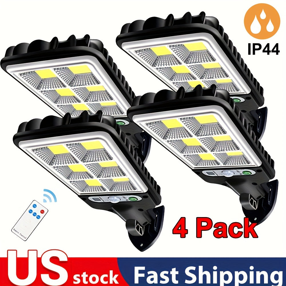 4pack Solar Motion Sensor Lights with Controller, Solar Panel Powered Security Lights, Pathway Light for Garden Garage Yard Backyard Patio Stage