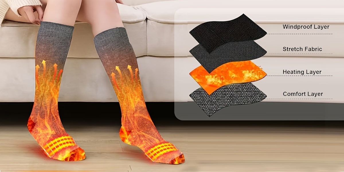 Men'S Women'S Heating Socks, Electric Heating Socks with Two 5000 Mah Power Banks, Winter Ski Heating Socks, Suitable for Winter Outdoor, Skiing, Hiking, Hand Washable, Valentine'S Day Gifts, Christmas Gifts, New Year'S Gifts