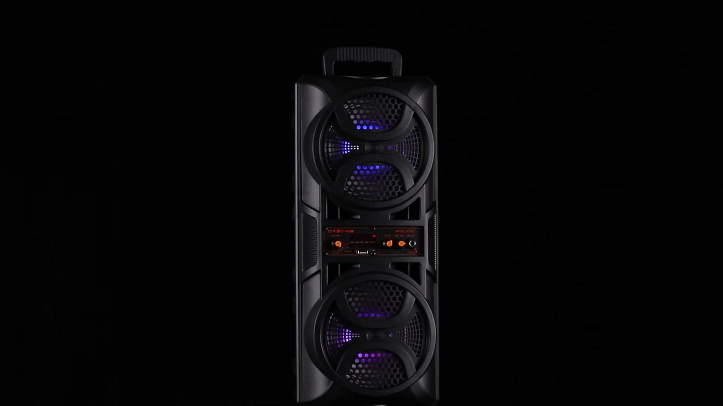 Portable Wireless PA Speaker, Bluetooth Speakers Loud Sound Powerful Subwoofer System, Support AUX USB FM Wired Microphone Audio Input, Built-in Rechargeable Battery Speaker with LED Light, Wired Microphone and Remote Control