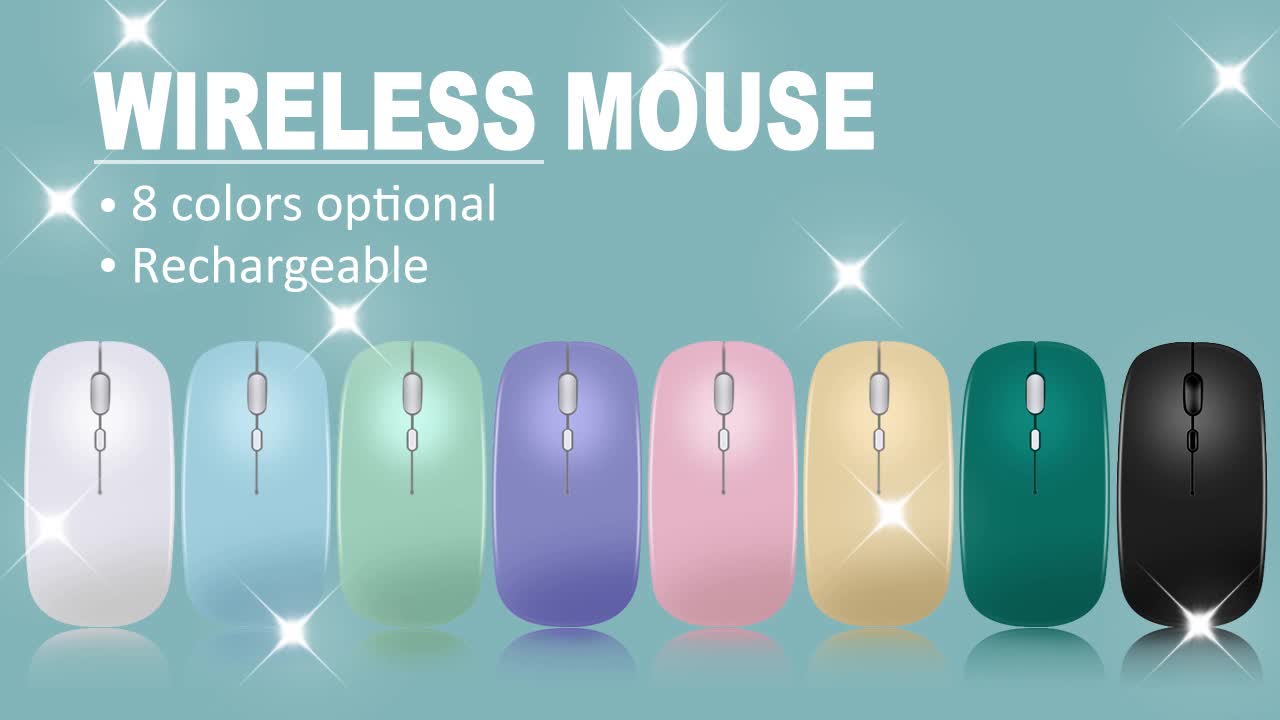 Wireless Mouse, Ultra-Thin, Silent, Battery Powered, Compatible with iPad, Laptop and Desktop - Macaron Color, Suitable for Birthday, Easter, Halloween and Christmas