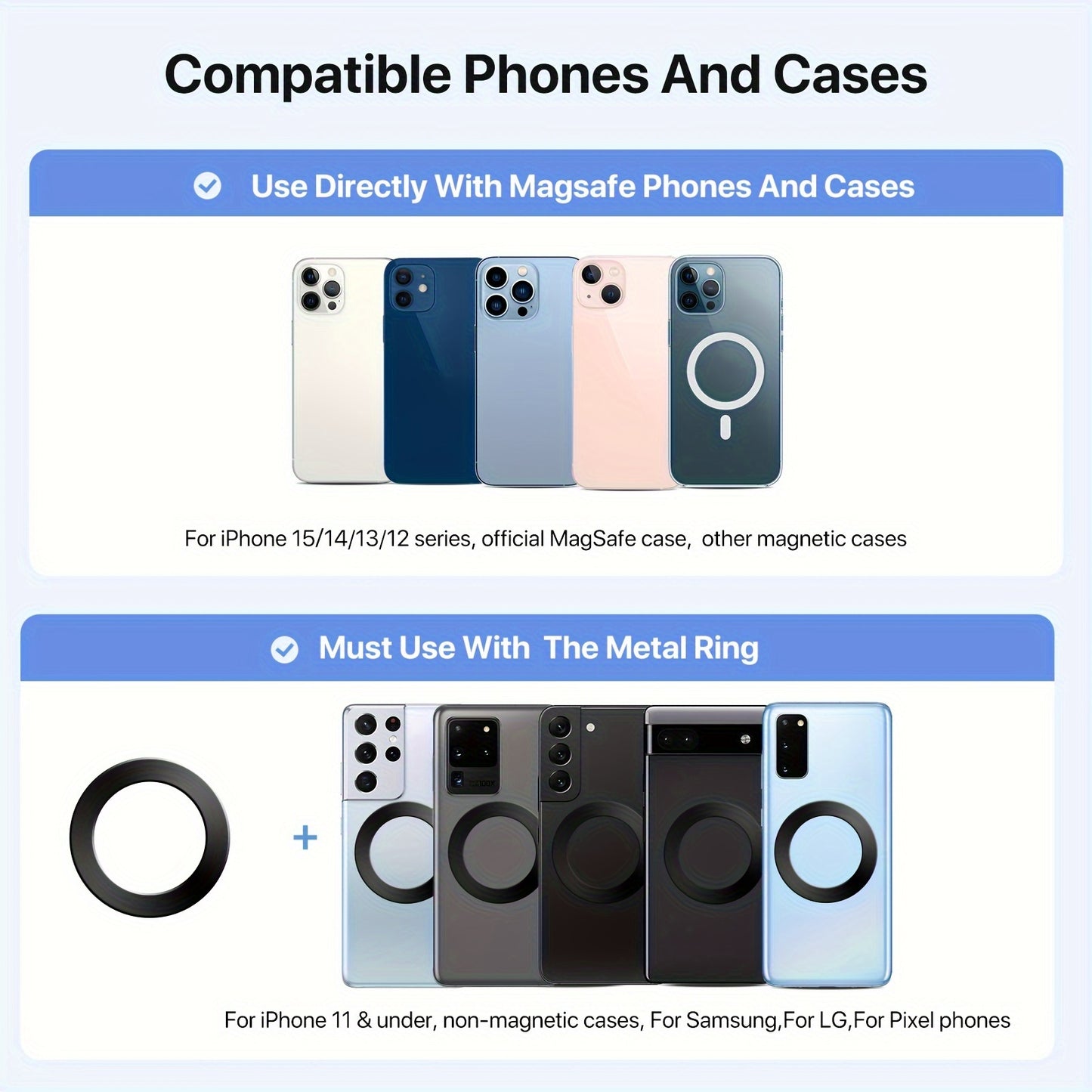 Magnetic Car Mount, Strong Magnetic Phone Holder for Car Vent, 360° Rotation Hands Free Phone Holders for Your Car, Universal Air Vent Car Cell Phone Holder Mount for iPhone & All Phones