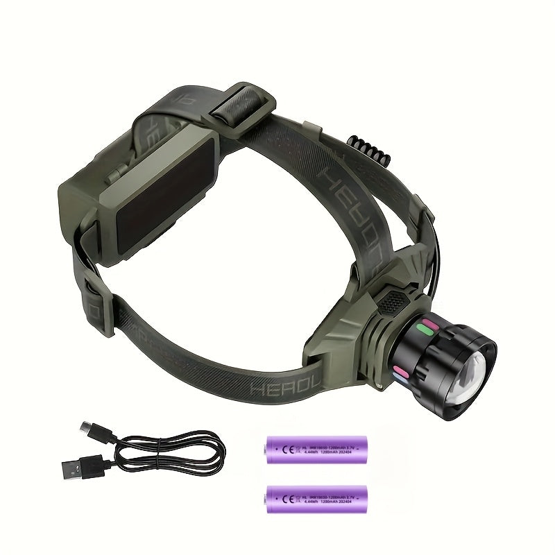 Super Bright LED Flashlight with Digital Battery Display, 18650 Rechargeable, 5-in-1 Zoom Modes & Adjustable Beam, Flash Light for Camping,, Emergency - Heavy-Duty Portable Torch with Cable (Compatible with Power Banks)