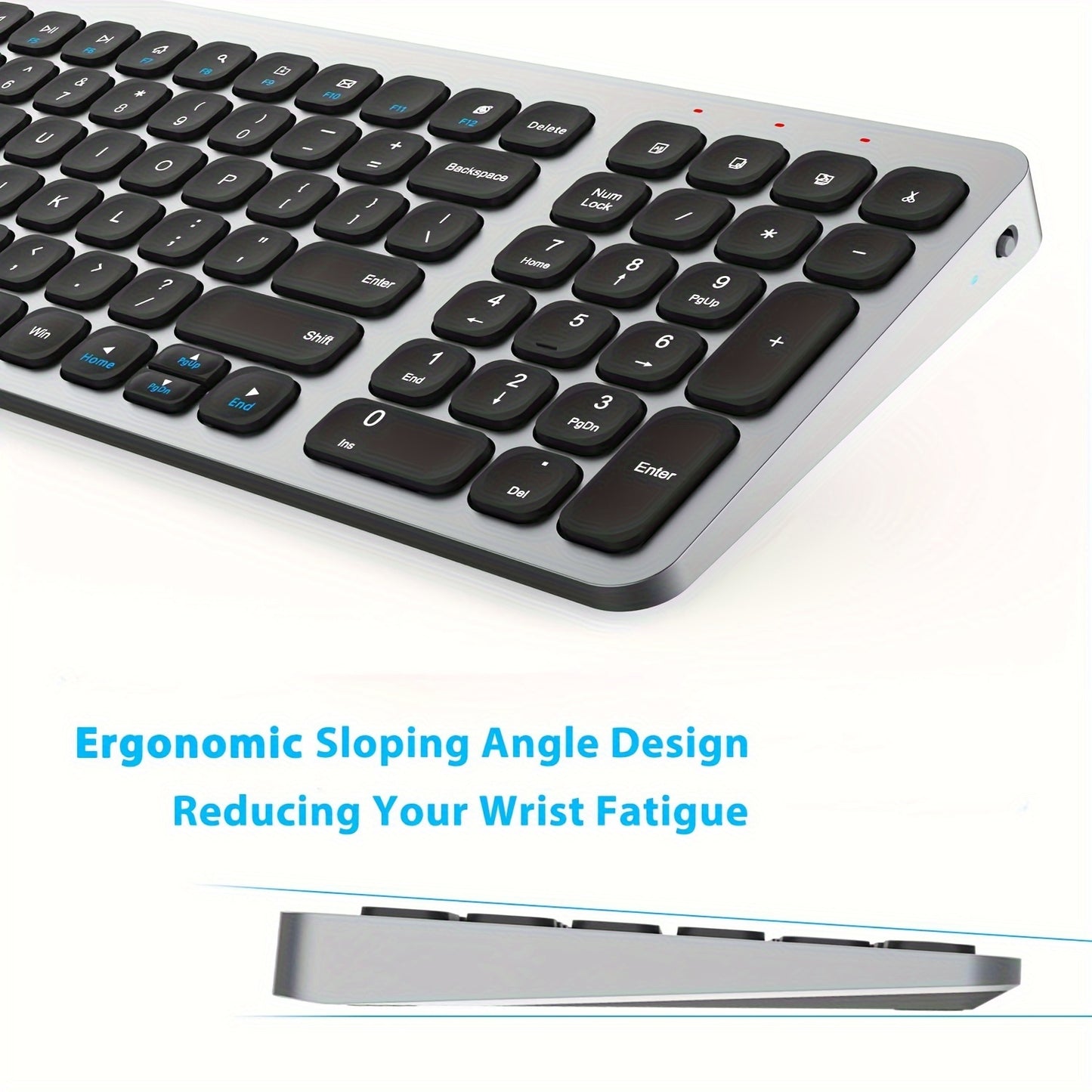 LeadsaiL Wireless Keyboard and Mouse Combo, Wireless USB Mouse and Computer Keyboard Set, Compact and Silent for Windows Laptop, Desktop, PC KF02-Grey