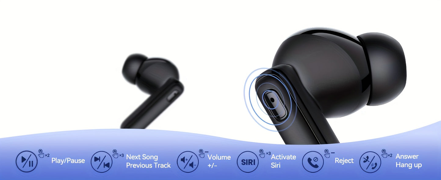 Wireless Earbuds HiFi Stereo, Wireless Earphones with ENC Noise Cancelling Mic, Touch Control, in Ear Wireless Headphones
