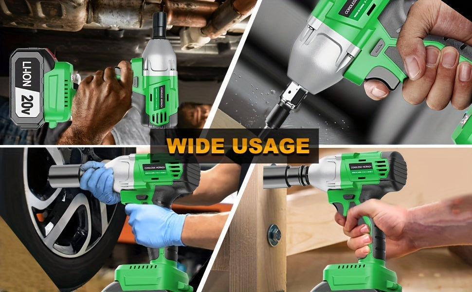 Tegatok Cordless Impact Wrench | 430N.m Brushless Motor | 2400 RPM | 4000mAh Li-ion Battery | Fast Charger | Multi-Size Sockets & Accessories | Reversible Auto-Stop | Ergonomic Design | Ideal for Home & Car Use