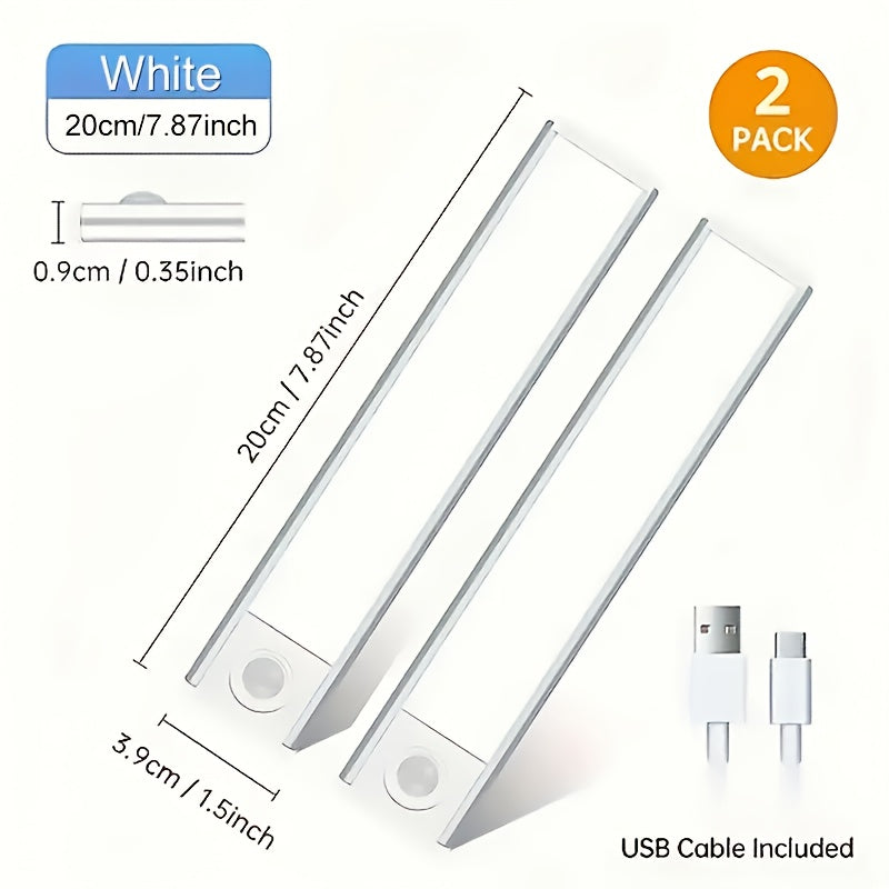 [LED Motion Sensor Lights] 2/4pcs LED Motion Sensor Under Cabinet Lights - 3 Color Temperatures Wireless USB Rechargeable Night Light - Indoor Closet Lights, Stick-On Anywhere Magnetic Under-Counter Light Fixtures