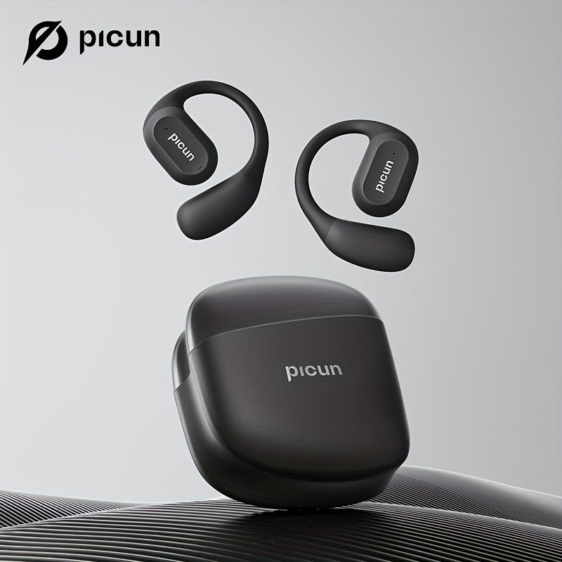 Picun H1 Ultra-Lightweight Wireless Earbuds - True Open Ear Design for Unmatched Comfort - HD Sound with CVC Noise Cancellation - LED Power Display & Touch Control - Perfect for Running, Cycling, and Workouts