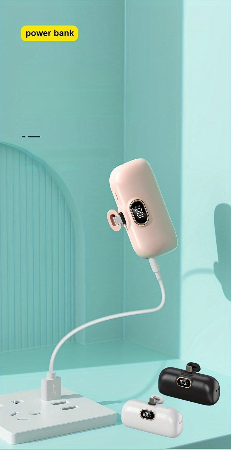 5000mAh Mini Power Bank Wireless Fast Charger Comes With Output Cable, Mini Portable External Battery, Power Bank For IPhone14, Samsung Android Power Bank