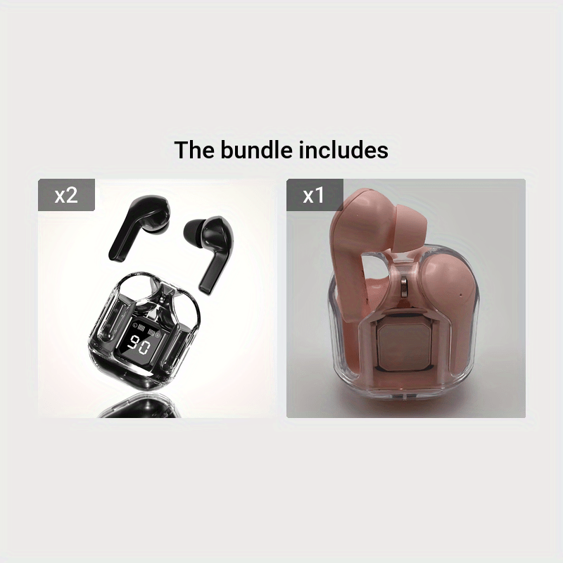 Wireless Earbuds with LED Digital Display and USB-C Charging Case, Touch Control In-Ear Headphones with Noise Cancelling Voice Call, Low Latency, Easy Pairing, Open-Back Earcups, Non-Waterproof Plastic Build, Compatible with