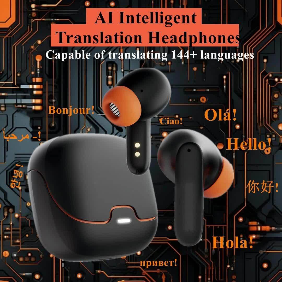 [Smart Bluetooth Headphones] AI Translation Smart Bluetooth Headphones | 4 Mic ENC Noise-cancelling TWS Earbuds, 140+ Languages Real-time Translation, 550mAh Ultra Long Standby, Music Playback, Mobile Phones & Conference Brie
