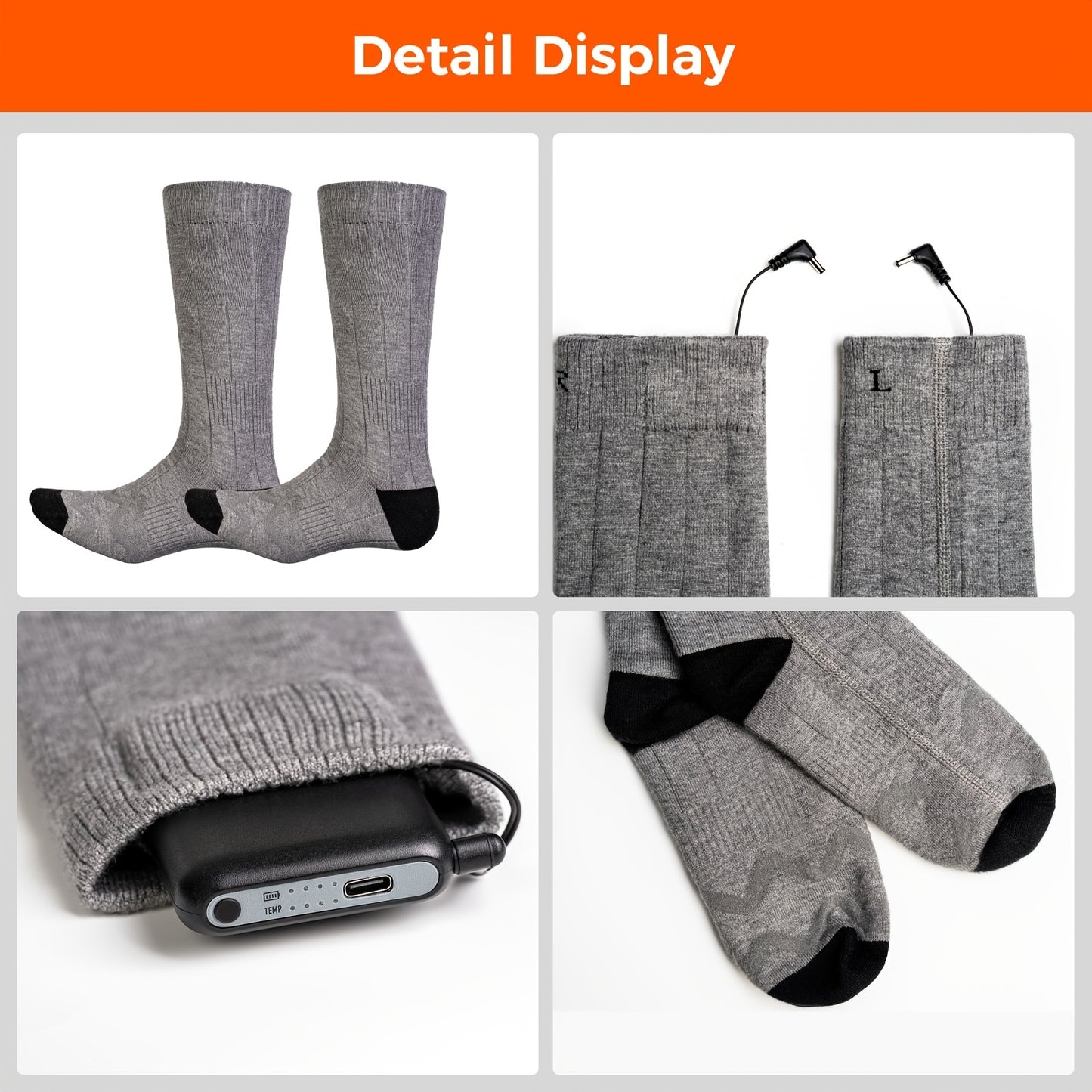 Men'S Women'S Heating Socks, Electric Heating Socks with Two 5000 Mah Power Banks, Winter Ski Heating Socks, Suitable for Winter Outdoor, Skiing, Hiking, Hand Washable, Valentine'S Day Gifts, Christmas Gifts, New Year'S Gifts