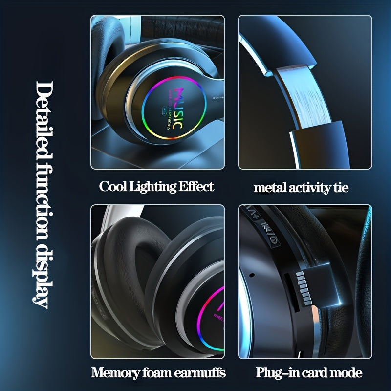 [ Upgraded] Wireless Headphones, Wireless earbuds with Deep Bass, Lightweight Foldable Headphones, for Travel Work Laptop PC Cellphone. Gaming Headset for Wireless, Christmas Present.