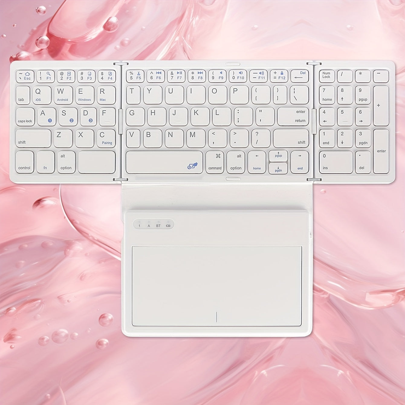 1pc JOMAA Compact Folding Wireless Keyboard for iPad Air 2, Touchpad Design, Windows 10 Compatible, USB Cable Included, Rechargeable Polymer Battery, Smart Hand Orientation, Wireless Connectivity