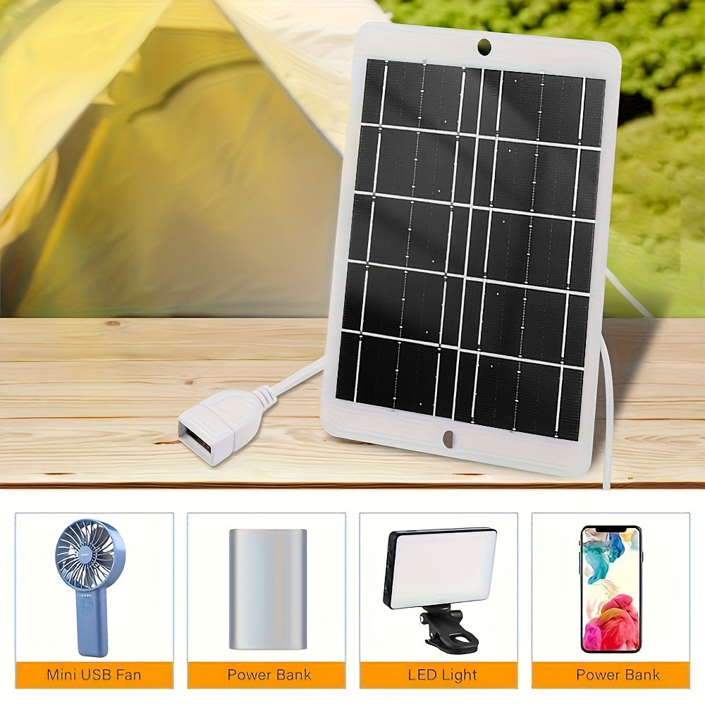 3W-5V Portable Solar Charger with USB, Safe for Power Banks & Phones, Ideal for Outdoor Camping, Flashlights, Sports Cameras, Small Fans