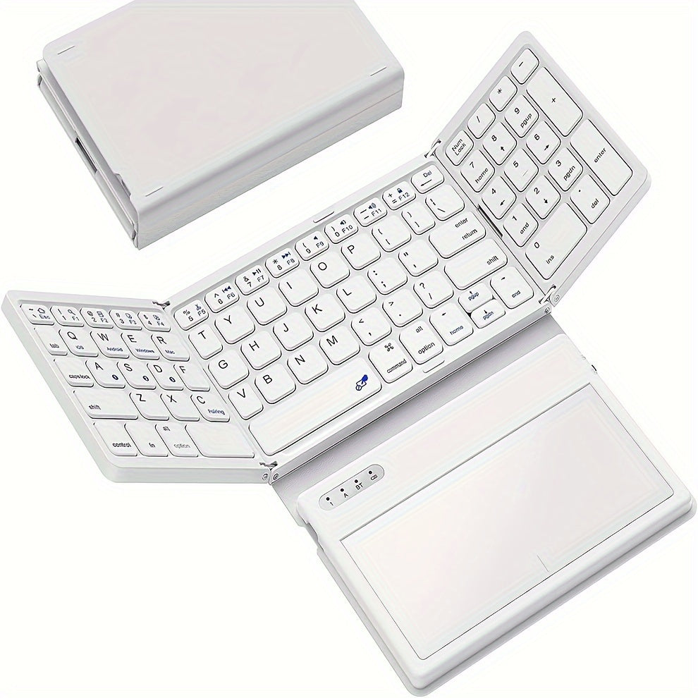 1pc JOMAA Compact Folding Wireless Keyboard for iPad Air 2, Touchpad Design, Windows 10 Compatible, USB Cable Included, Rechargeable Polymer Battery, Smart Hand Orientation, Wireless Connectivity