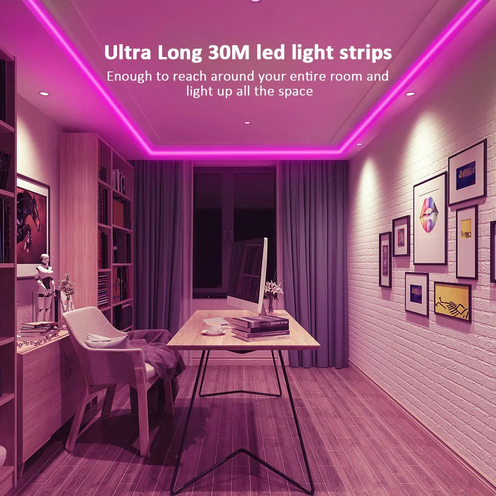 Led Strip Lights 40M (2 Rolls of 20M) Smart Light Strips with App Control RGB Led Lights for Bedroom，Music Sync Color Changing