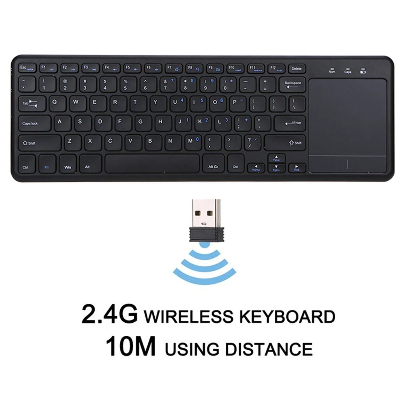 Wireless Keyboard Built in Trackpad Durable Lightweight 2.4G 78 Key Kaypad Portable for Laptop Computer Desktop Smart TV Tablet