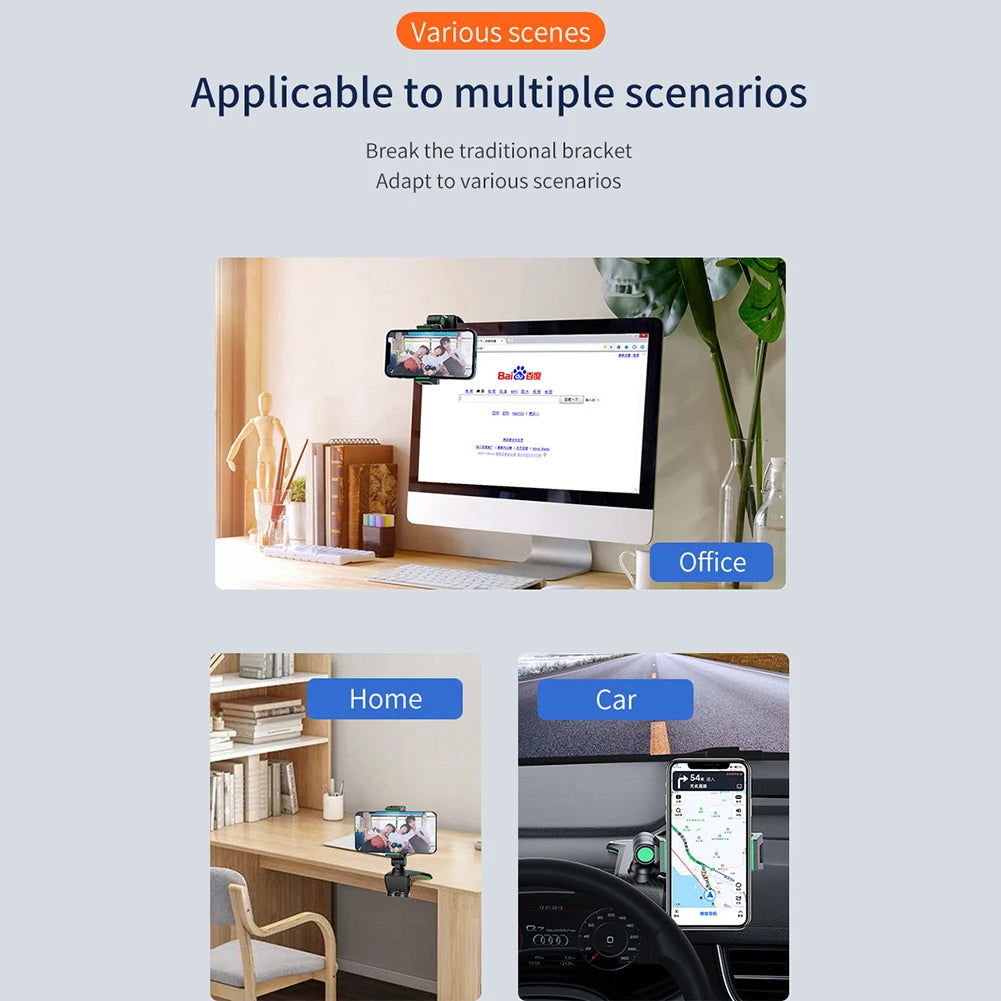 Car Dashboard Cell Phone Holder 1260 Degree Rotatable Phone Number The Car Phone Holder For iPhone 13 Mobile Phone Stand Support