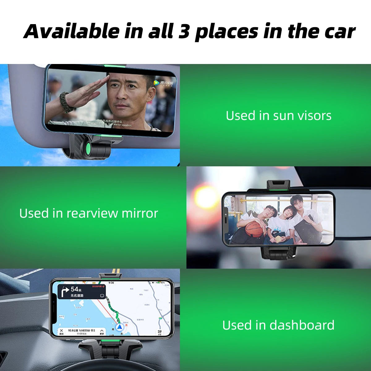 Car Dashboard Cell Phone Holder 1260 Degree Rotatable Phone Number The Car Phone Holder For iPhone 13 Mobile Phone Stand Support