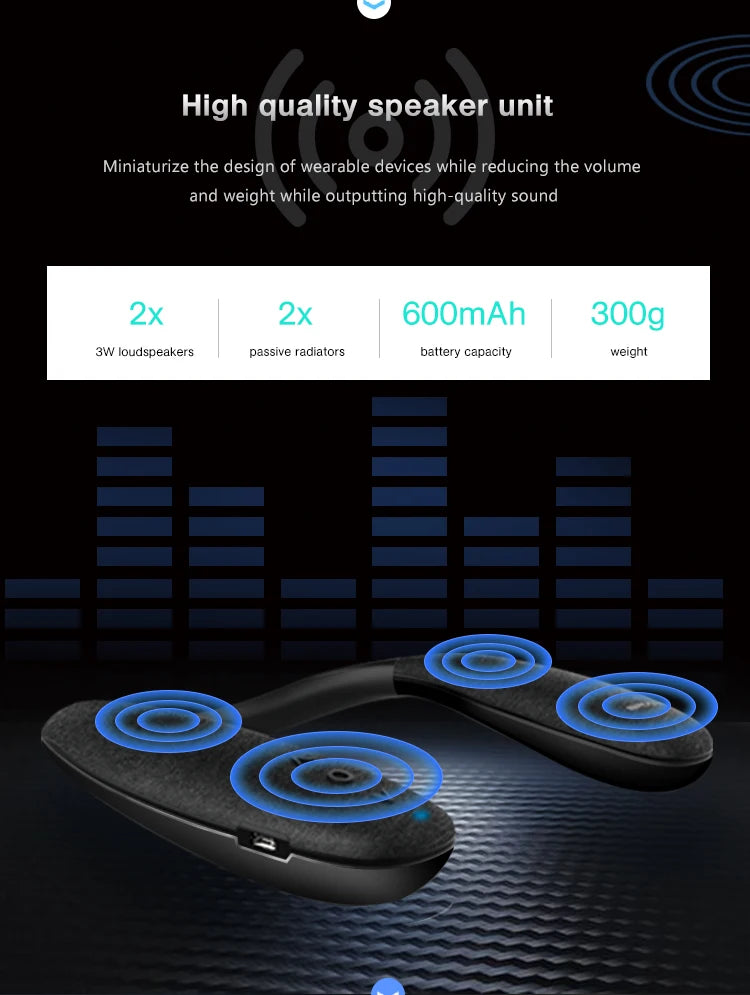 Bluetooth Speakers Neckband Wireless Wearable Speakers Home Outdoor Wireless Speakers 10Hrs True 3D Stereo Sound with Microphone