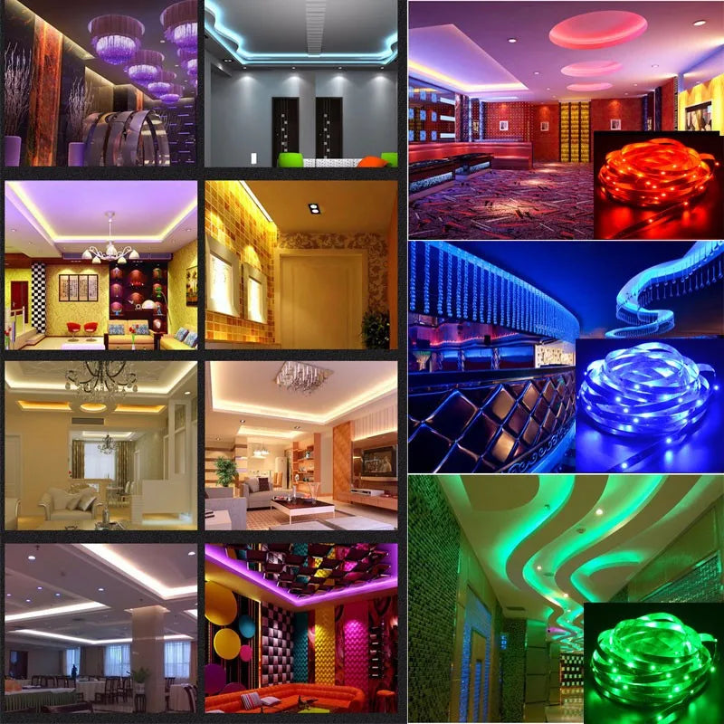 LED Strip Light 12V 5M 300 Leds SMD 3528 Diode Tape RGB & Single Colors High Quality LED Ribbon Flexible Home Decoration Lights