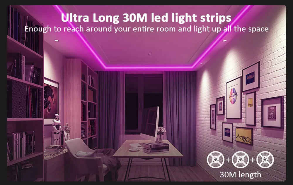 Led Strip Lights 40M (2 Rolls of 20M) Smart Light Strips with App Control RGB Led Lights for Bedroom，Music Sync Color Changing