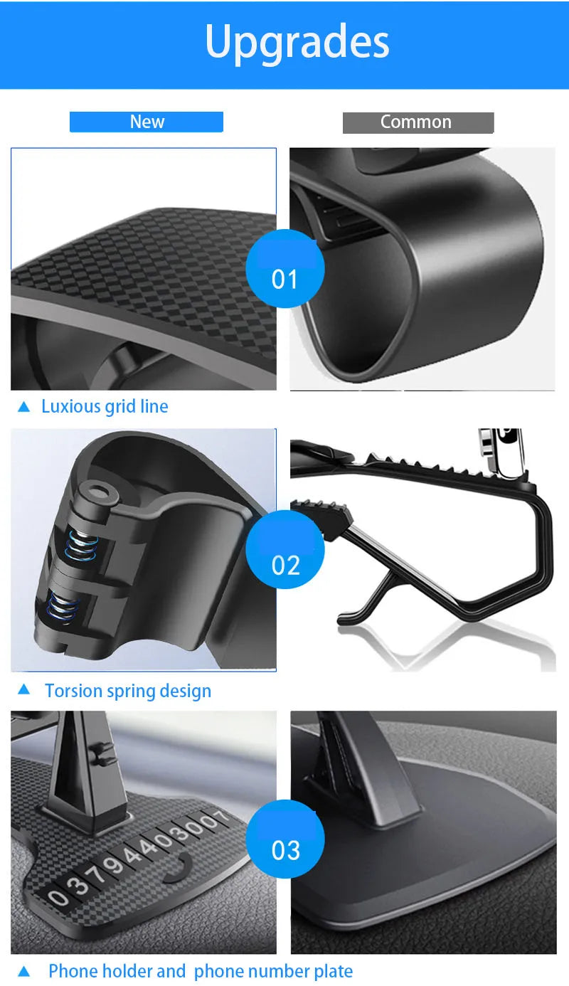 Car Dashboard Cell Phone Holder 1260 Degree Rotatable Phone Number The Car Phone Holder For iPhone 13 Mobile Phone Stand Support